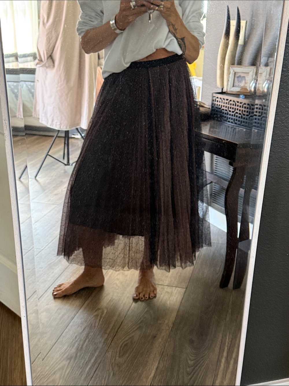 Fun tulle Midi Skirt pleated size medium